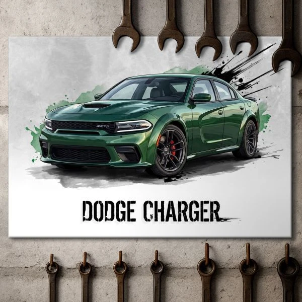 Obraz na metalu z grafika Dodge Charger SRT Hellcat